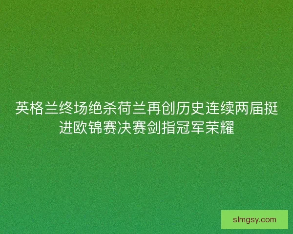 英格兰终场绝杀荷兰再创历史连续两届挺进欧锦赛决赛剑指冠军荣耀